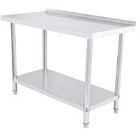 Estación de trabajo de cocina Mesa de catering de doble capa de acero inoxidable grueso-grande para trabajo pesado…